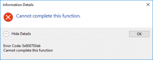 Failover Cluster Error 0x800703eb