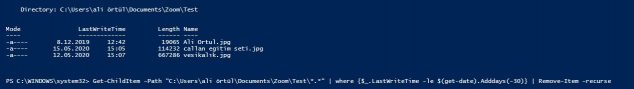 Powershell ile dosya silme