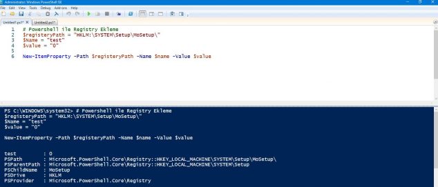 powershell registry kaydı ekleme