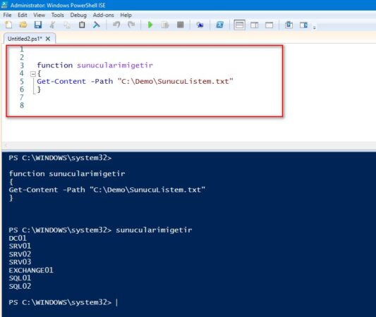 powershell fonksiyon yaratma