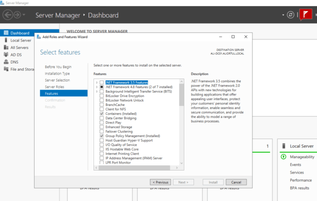 Windows server 2022 container kurulumu